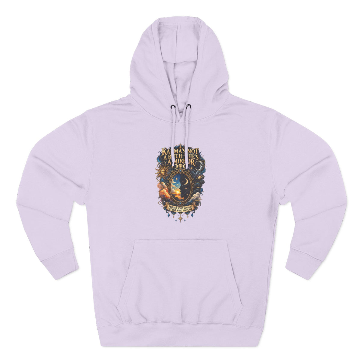 "Karma's not a Bitch she's a Mirror" Hoodie — Spiritual Boho Graphic Pullover
