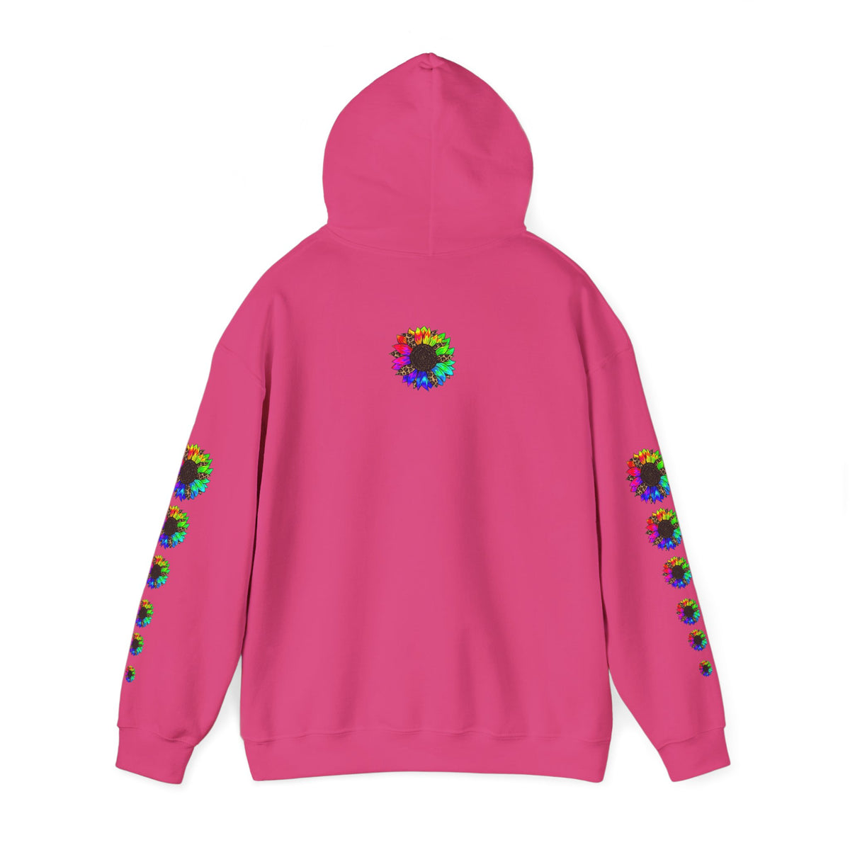 Inspirational Floral Hoodie – "Your Smile is Kind & Beautiful" Rainbow Sunflower Cozy Pullover