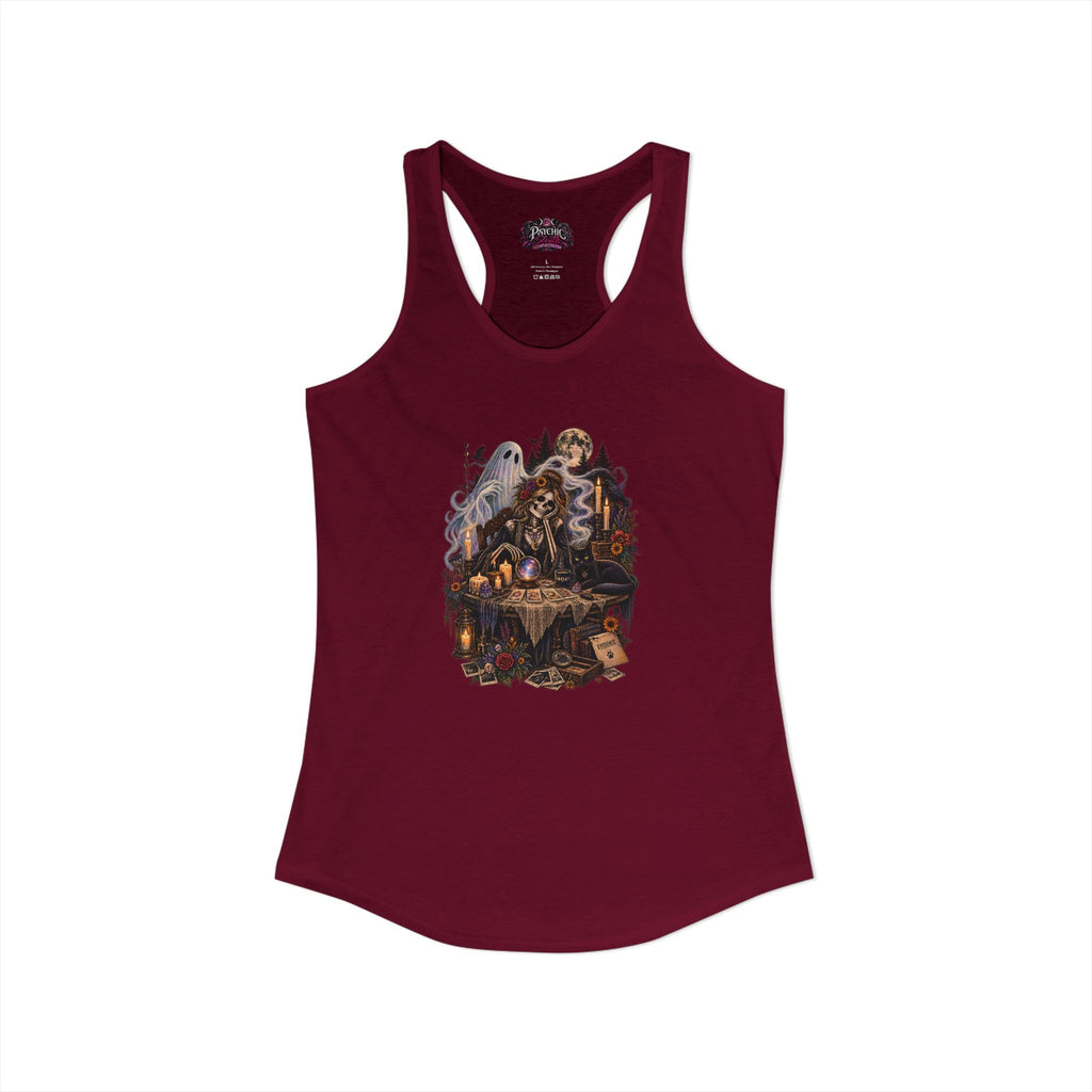 Ghost, Skeleton and Black Cat Read Tarot Cards Tank
