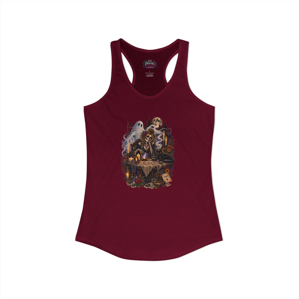 Ghost, Skeleton and Black Cat Read Tarot Cards Tank