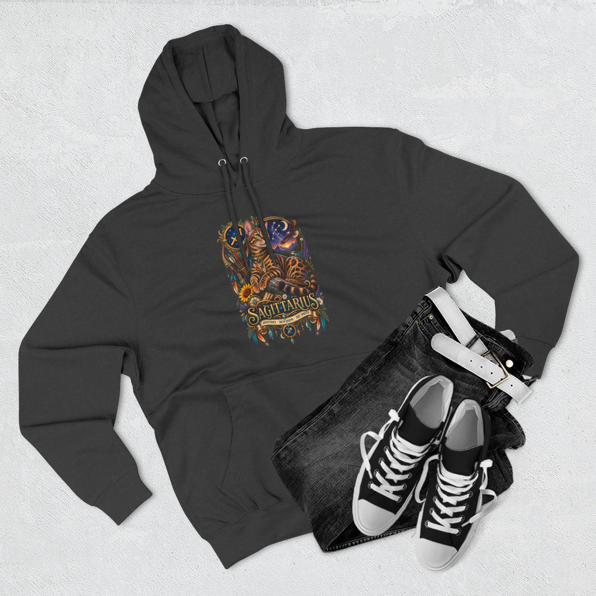 Sagittarius Bengal Zodiac Hoodie — Celestial Archer Constellation Graphic