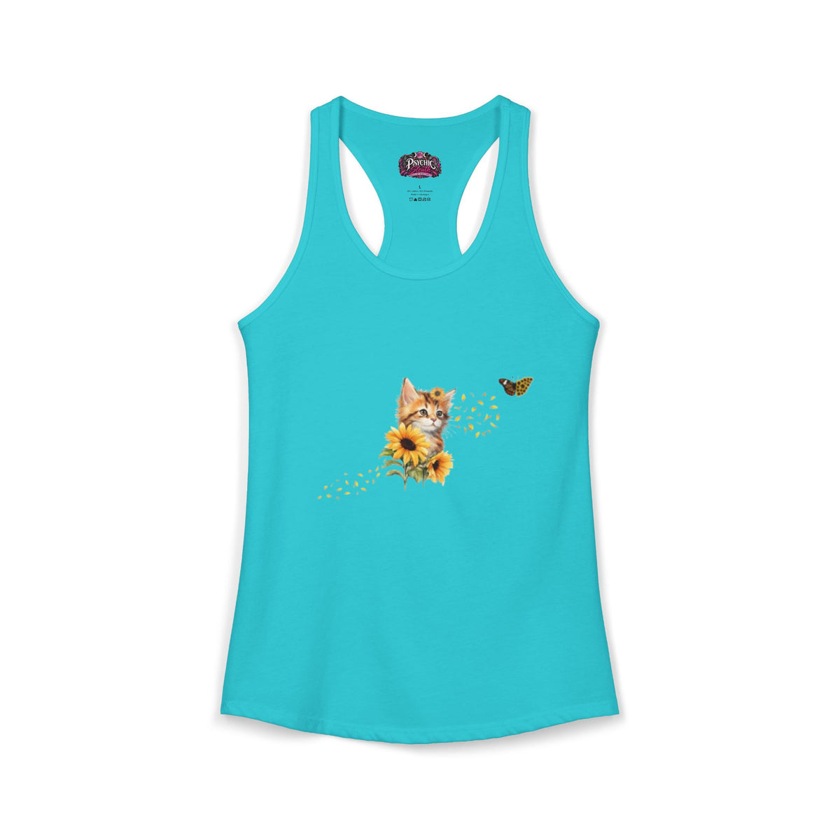 Kitten Sunflower Chasing Butterfly Tank