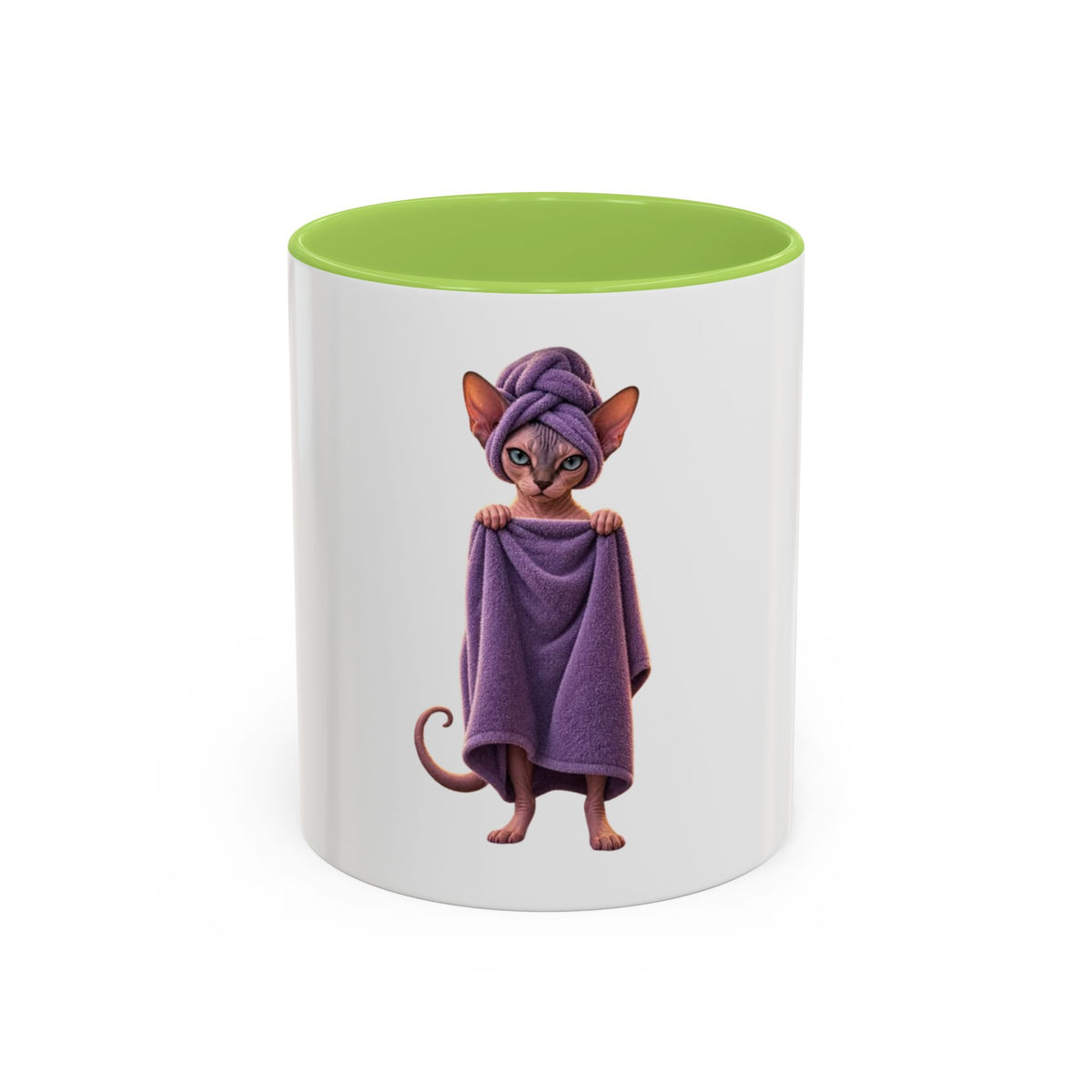 Sphynx Cat in Purple Towel Accent Coffee Mug (11/15 oz)