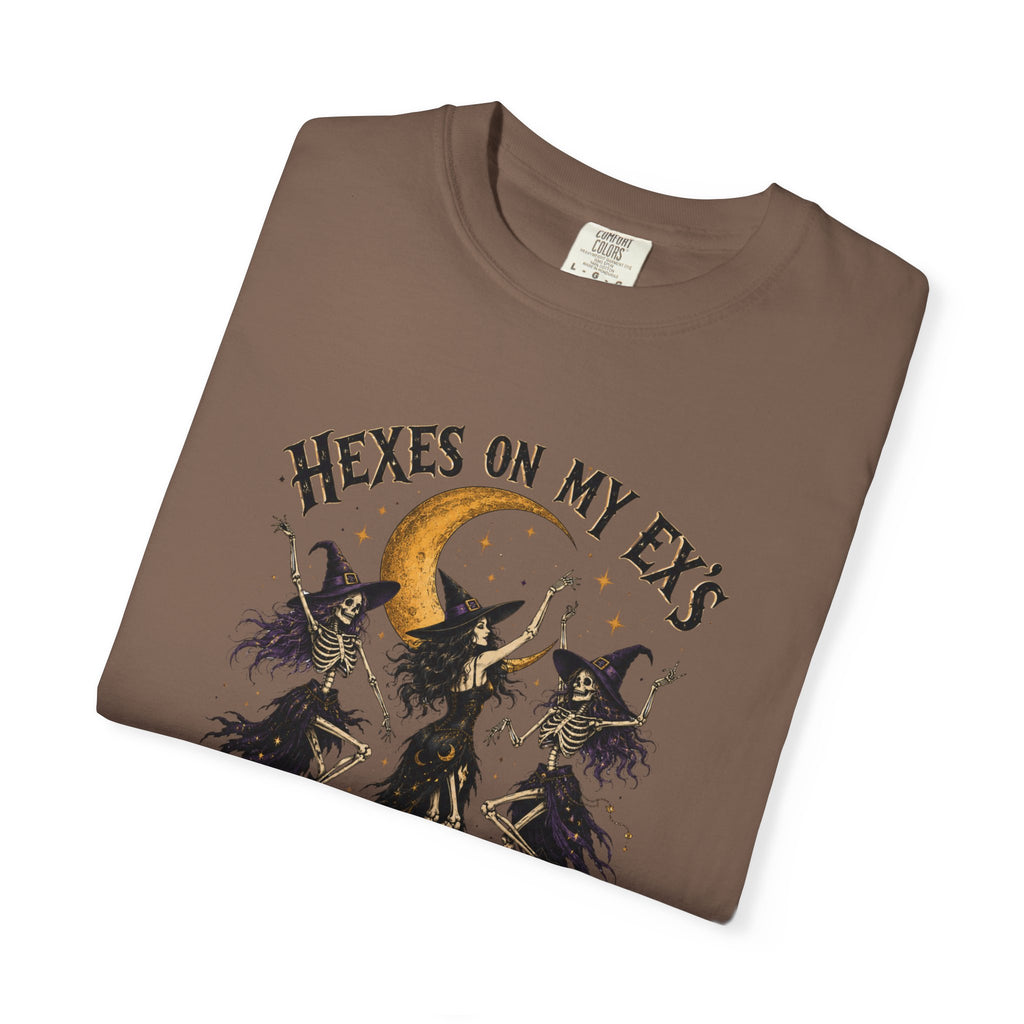 Witches and skeleton Graphic T-Shirt — "Hexes On My Ex's" Moon Witch Tee