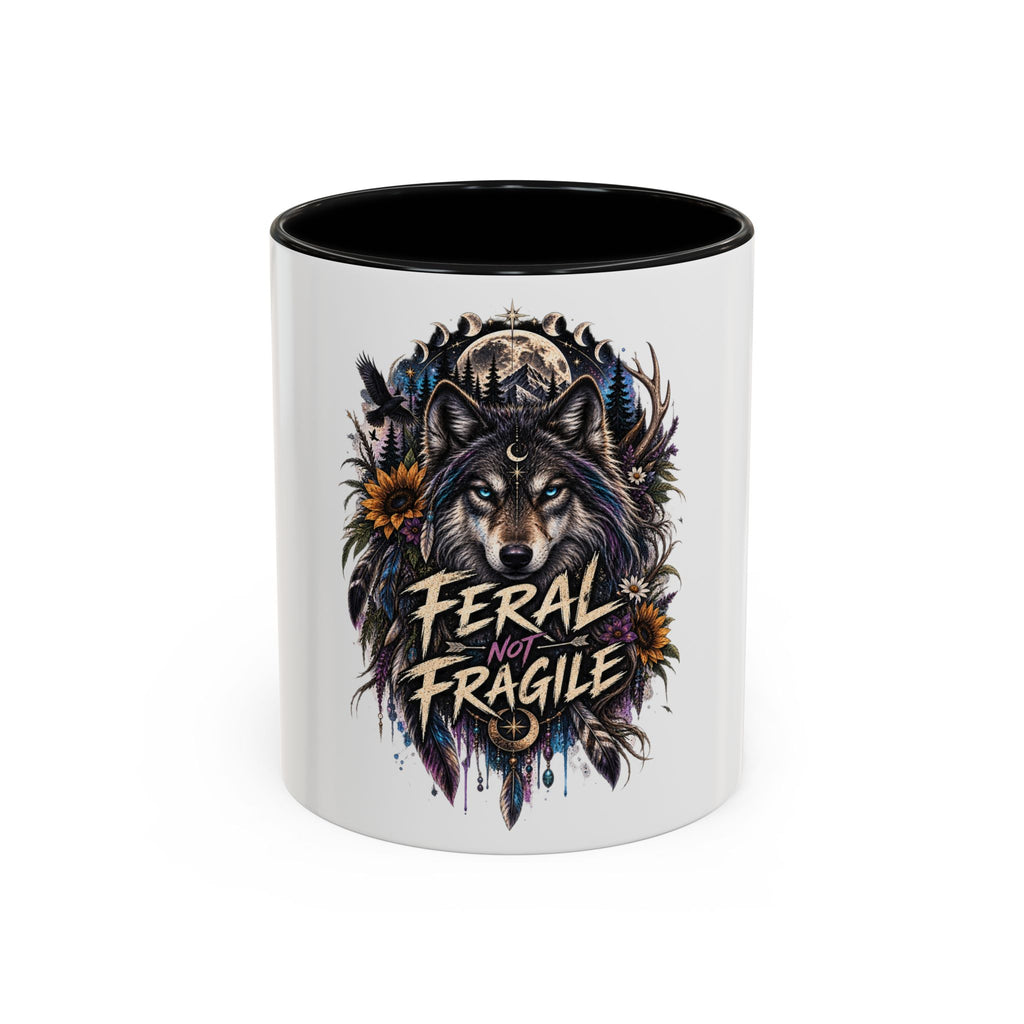 Feral Not Fragile Wolf Accent Coffee Mug (11oz & 15oz)