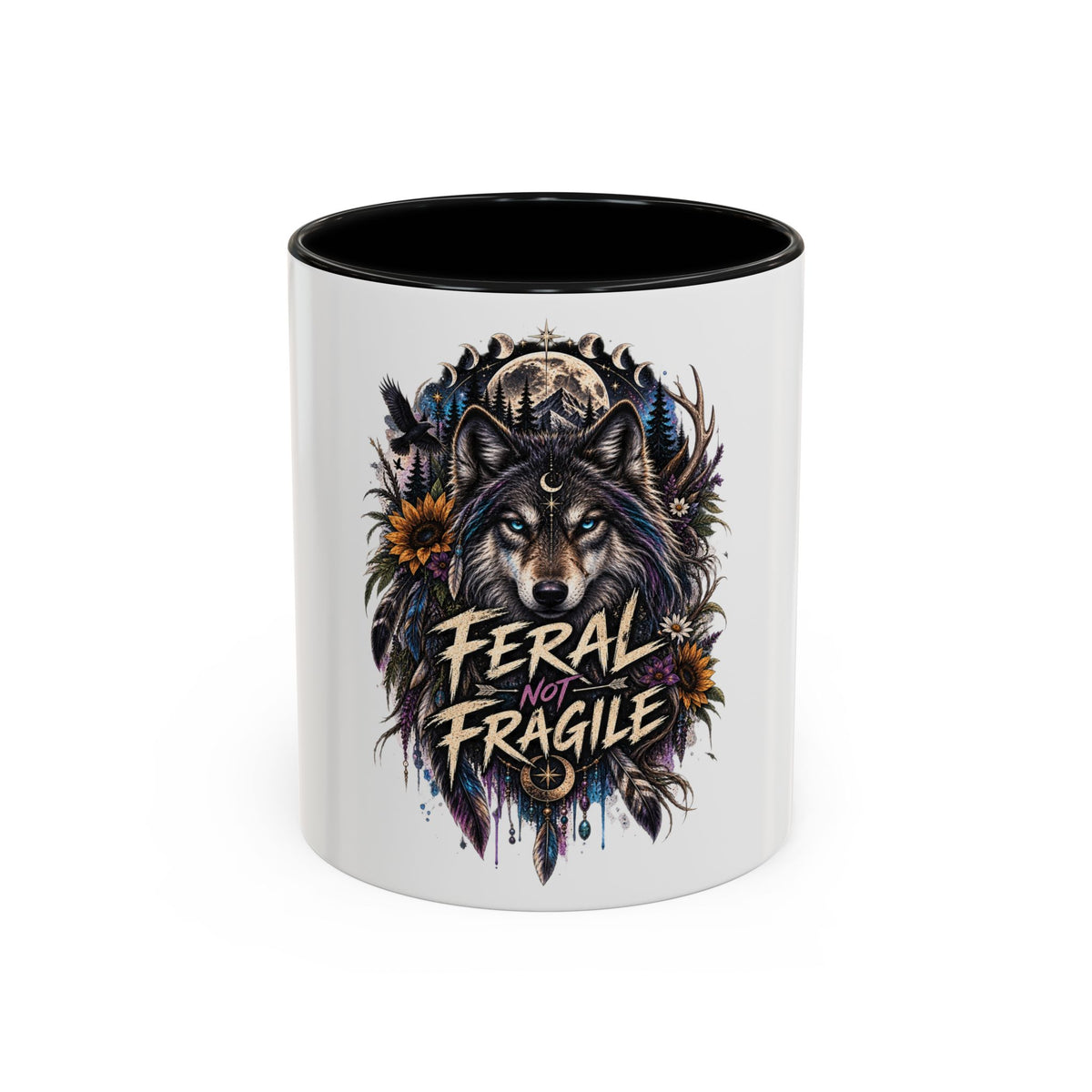 Feral Not Fragile Wolf Accent Coffee Mug (11oz & 15oz)