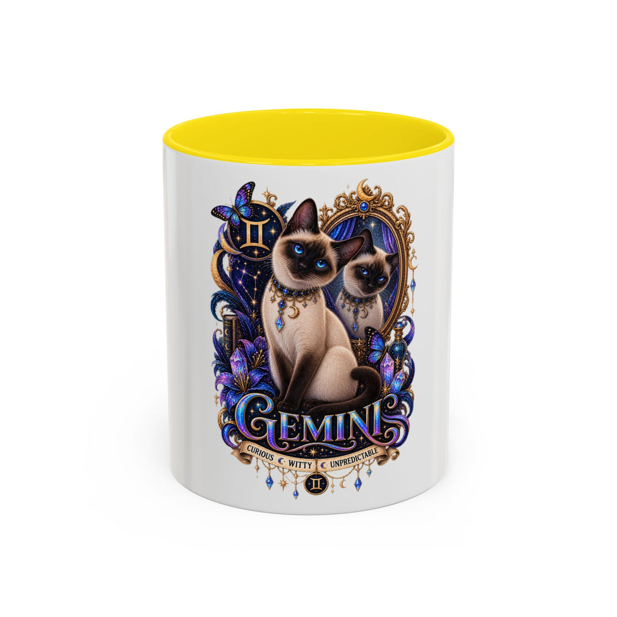 Gemini Zodiac Cat Coffee Mug — Siamese Astrology 11/15oz Accent Mug