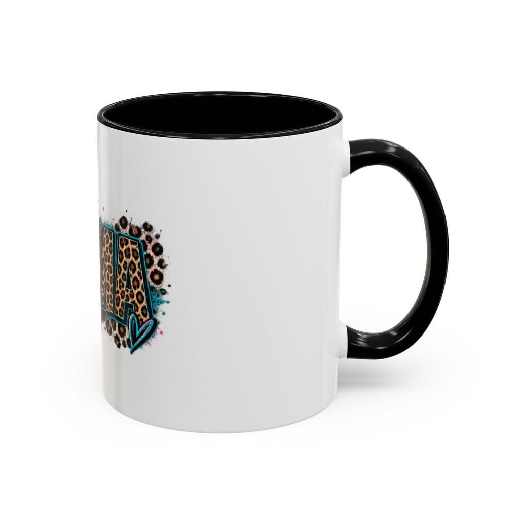 Leopard Print 'Mema' Accent Coffee Mug — Bold Animal Print Ceramic Mug- Mema Gift