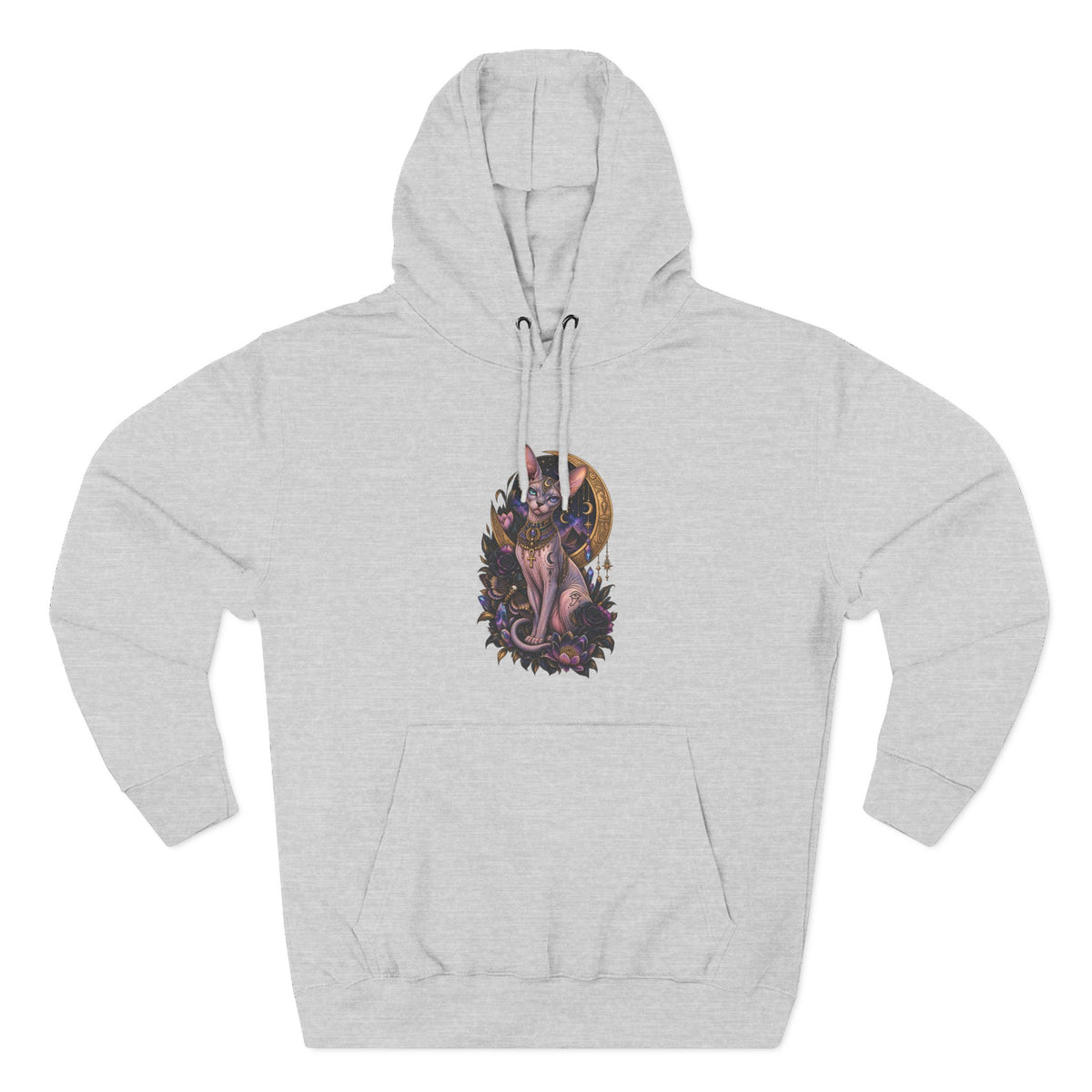 Mystic Moon Egyptian Sphynx Cat Hoodie — Gothic Feline Graphic Pullover