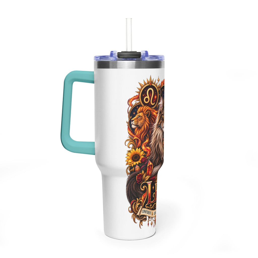 Leo Zodiac 40oz Vacuum Tumbler – Maine Coon Cat Astrology Travel Mug