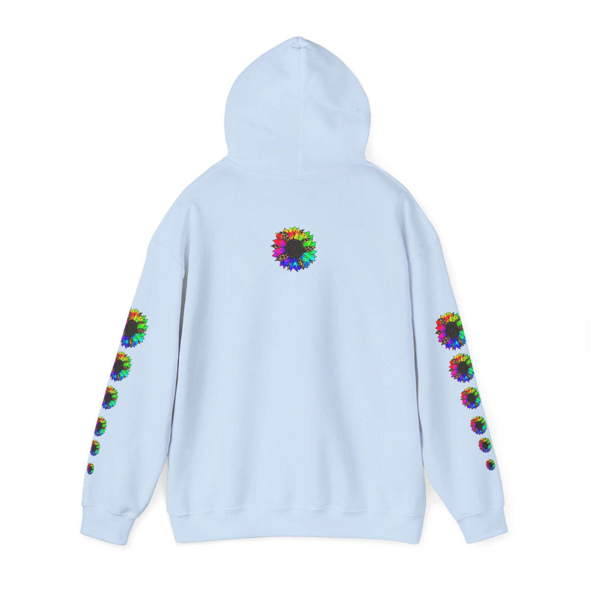 Inspirational Floral Hoodie – "Your Smile is Kind & Beautiful" Rainbow Sunflower Cozy Pullover
