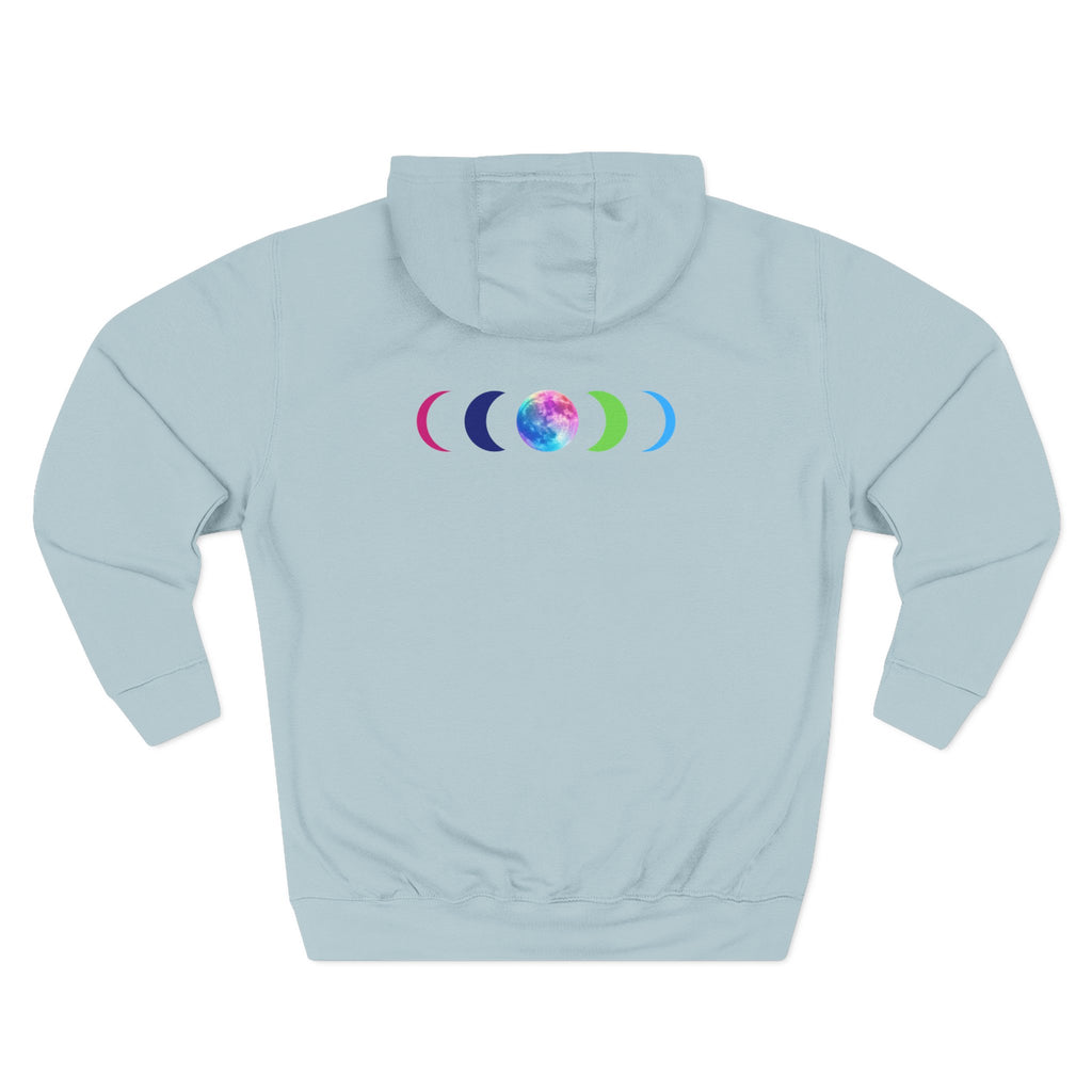 Rainbow Wolf Silhouette Hoodie | Colorful Moon Graphic