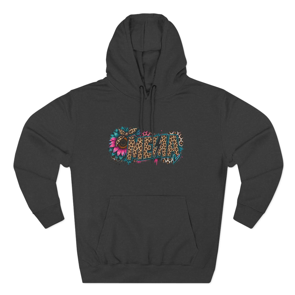 MEMA Leopard Floral Heat Hoodie — Cozy Fleece Pullover with Leopard & Flowers Design