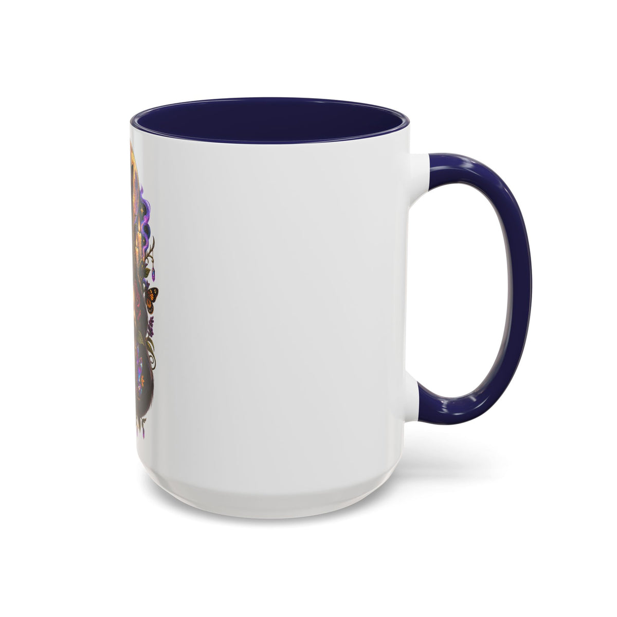 Black Cat & Skull Floral Accent Coffee Mug — Gothic Halloween Coffee Cup (11/15oz)
