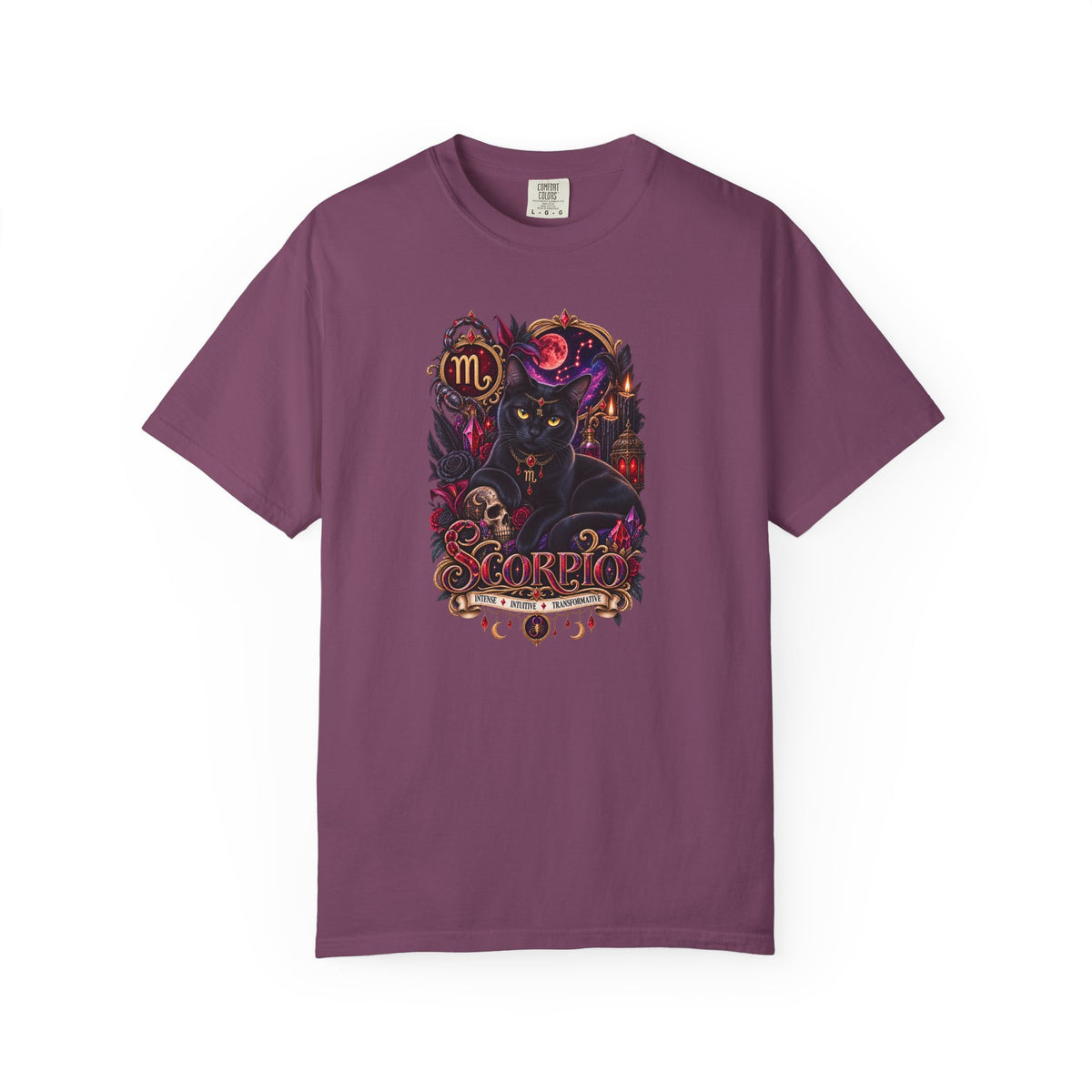Scorpio Black Cat Zodiac T-Shirt — Dark Mystical Scorpio Graphic Tee