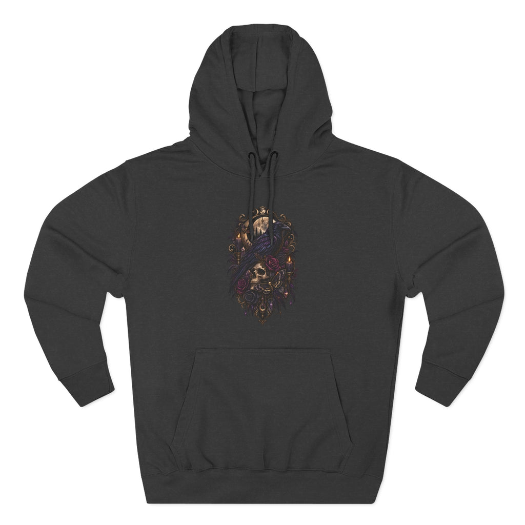 Raven Skull Graphic Hoodie — Gothic Fleece Pullover