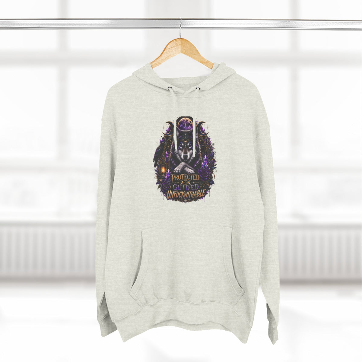Guided, Protected Unfuckwithable Wolf Hoodie- Occult Graphic