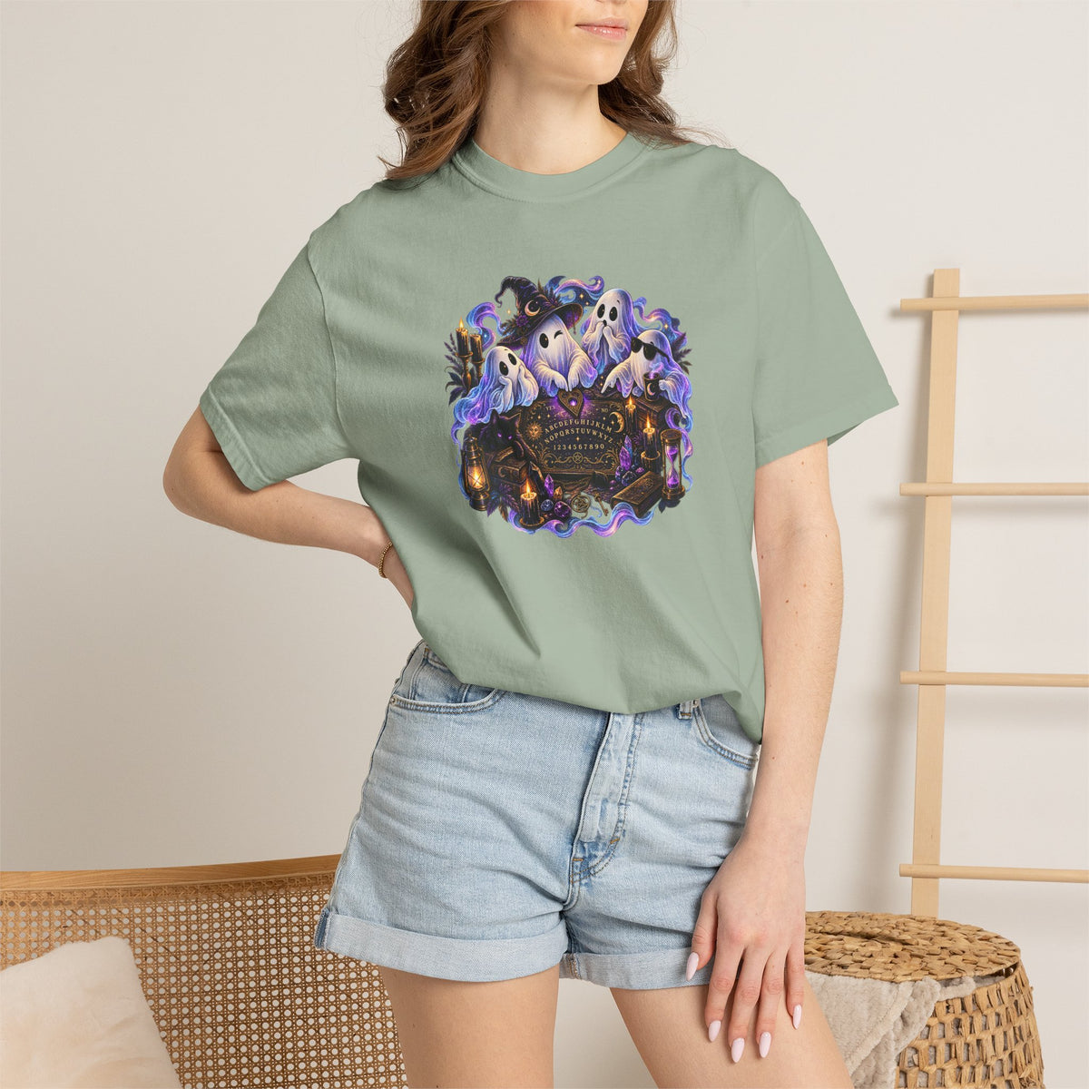 Halloween Ghost Crew T-Shirt — Spooky Night Pumpkin & Bats Graphic Tee