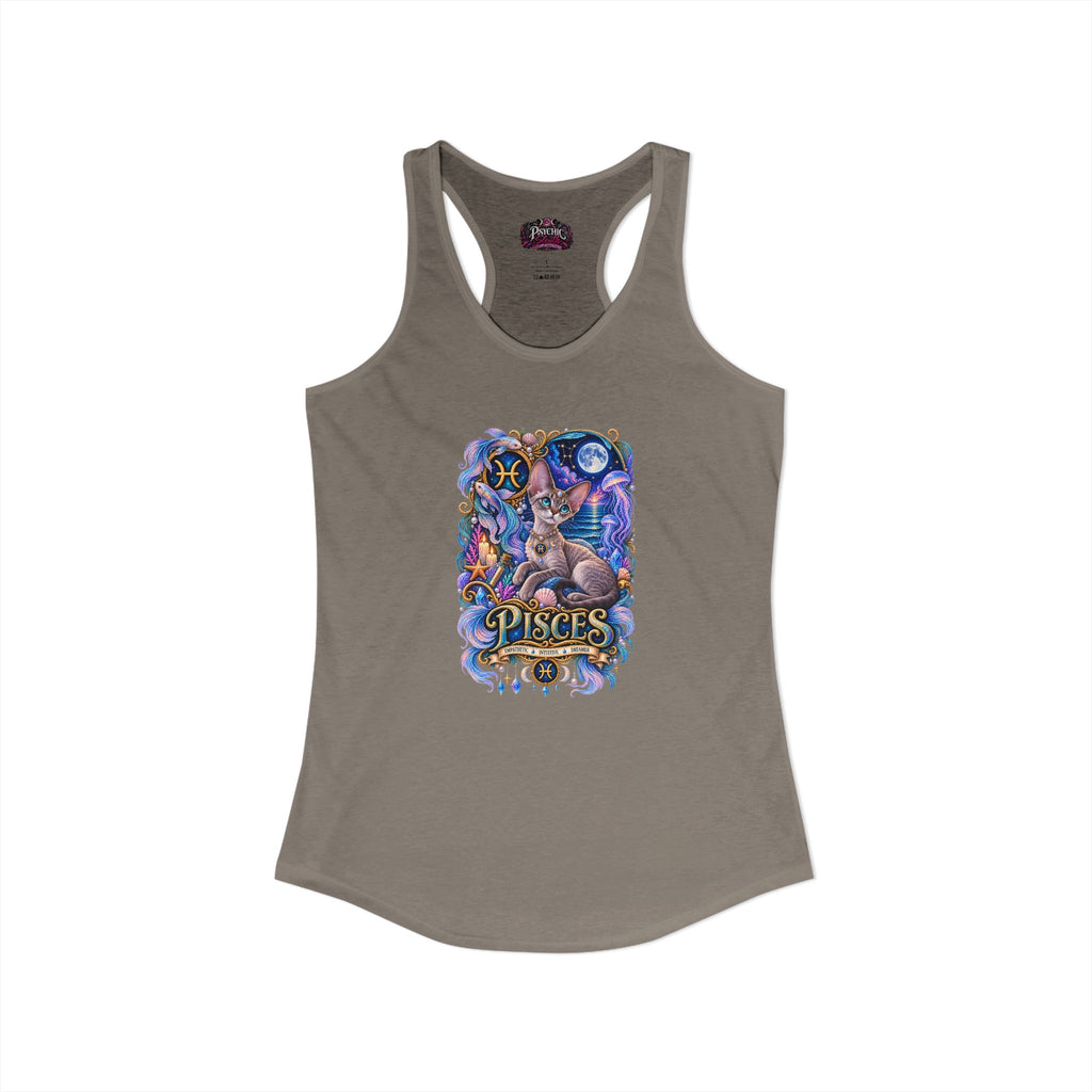 Pisces Devon Rex Cat Zodiac Tank- Celestial Astrology Cat Lover Tank
