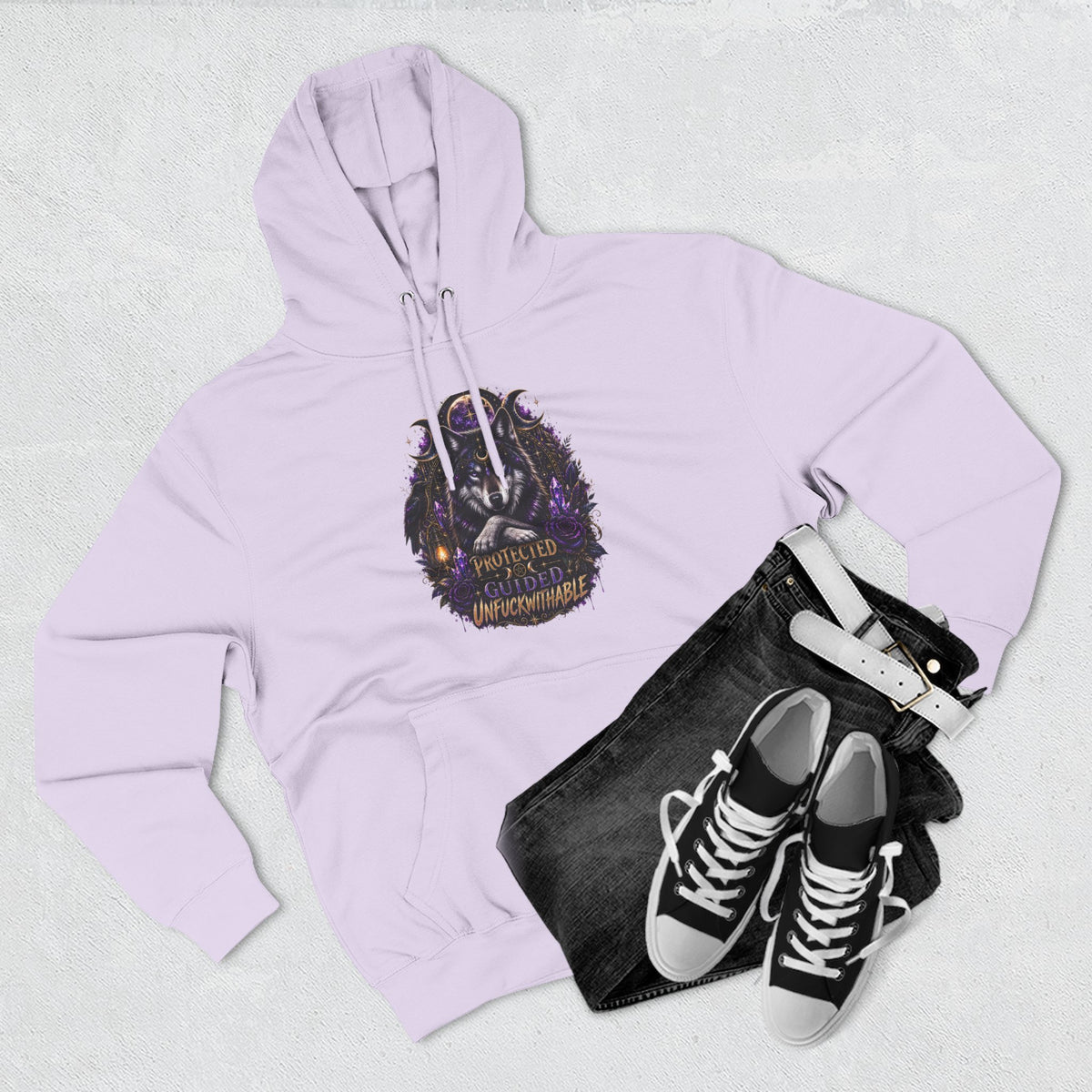 Guided, Protected Unfuckwithable Wolf Hoodie- Occult Graphic