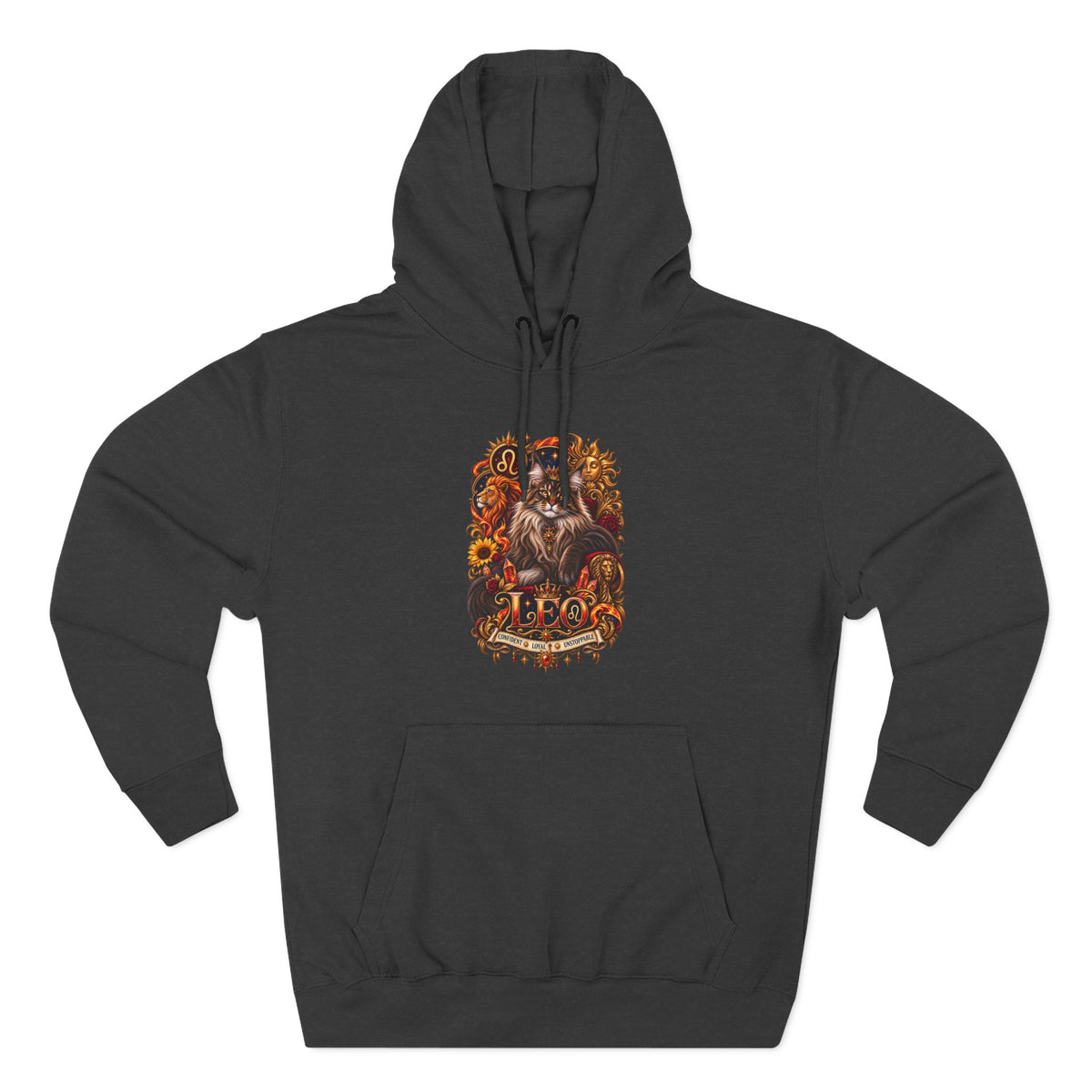 Leo Maine Coon Zodiac Hoodie — Mystical Celestial Cat Astrology Design