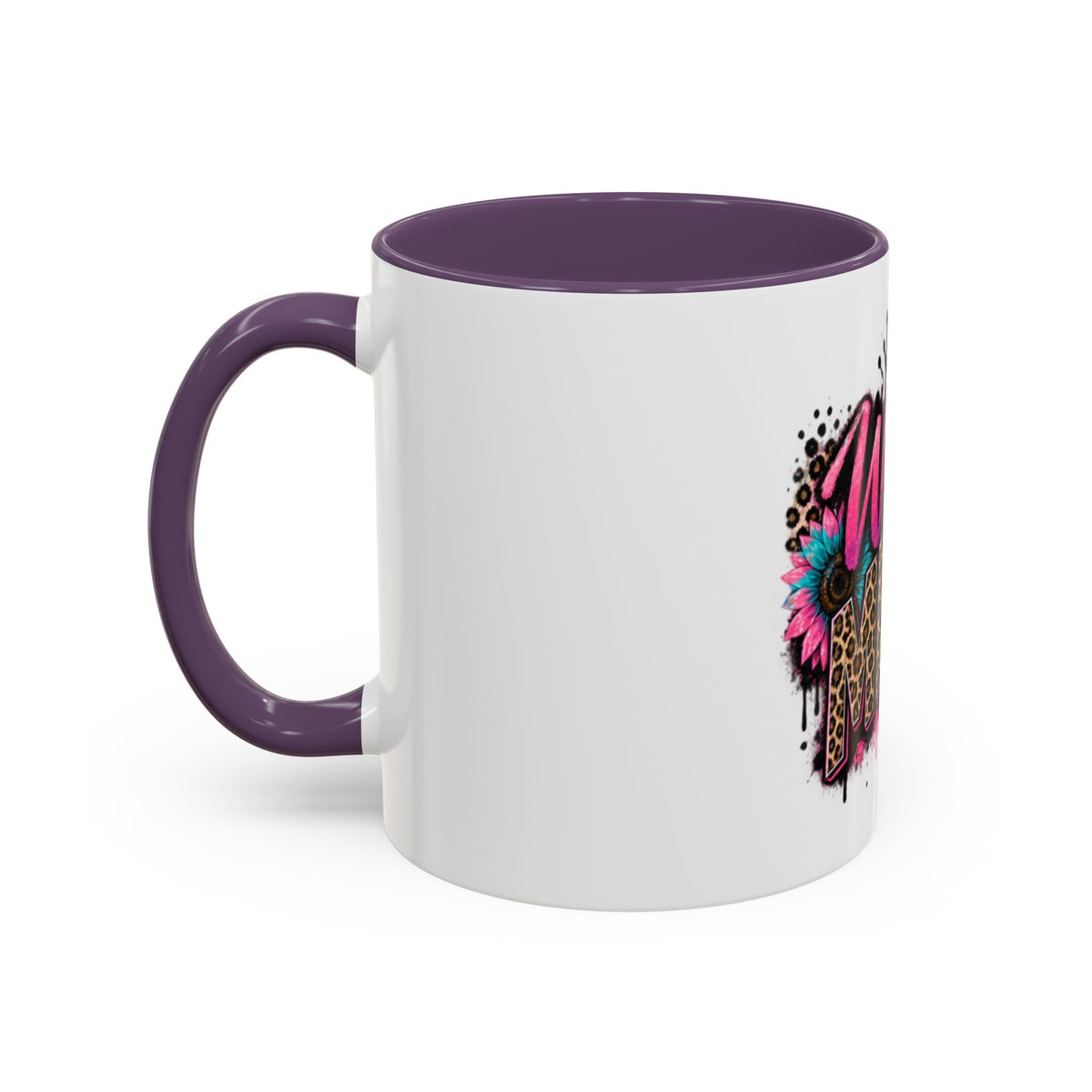 Wild Mama Leopard Accent Coffee Mug – Fun Mom Gift, Pink Crown Graphic (11/15 oz)