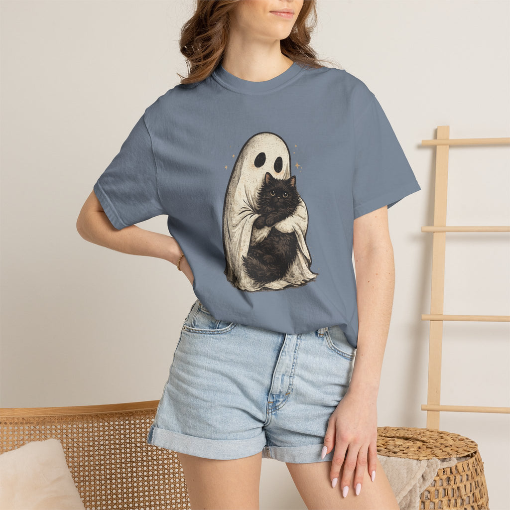Ghost Hug T-Shirt — Cute Ghost Holding Cat Graphic Tee
