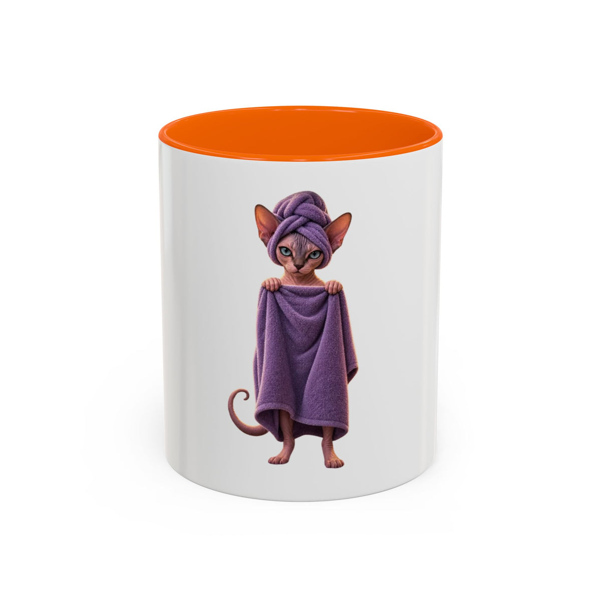 Sphynx Cat in Purple Towel Accent Coffee Mug (11/15 oz)