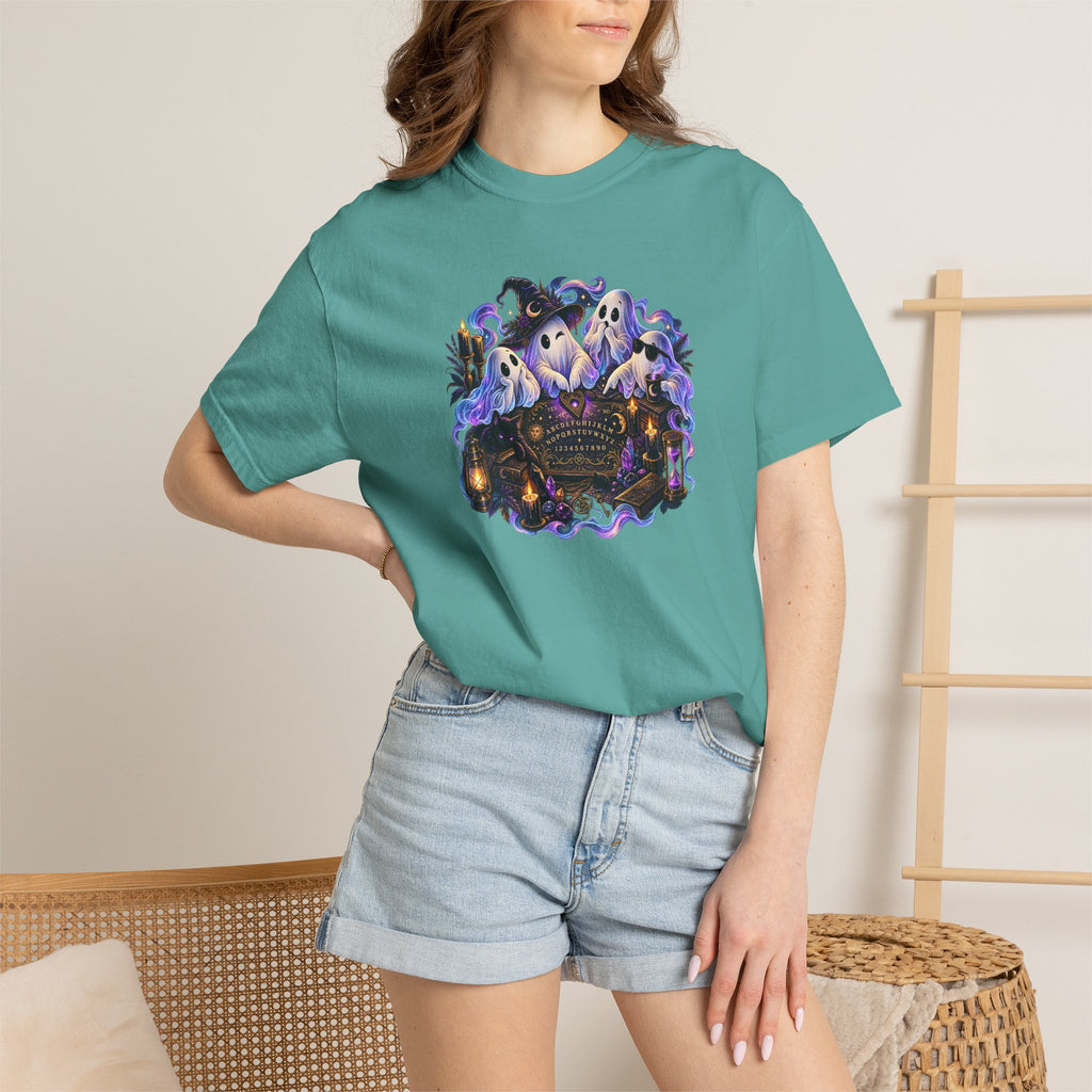 Halloween Ghost Crew T-Shirt — Spooky Night Pumpkin & Bats Graphic Tee