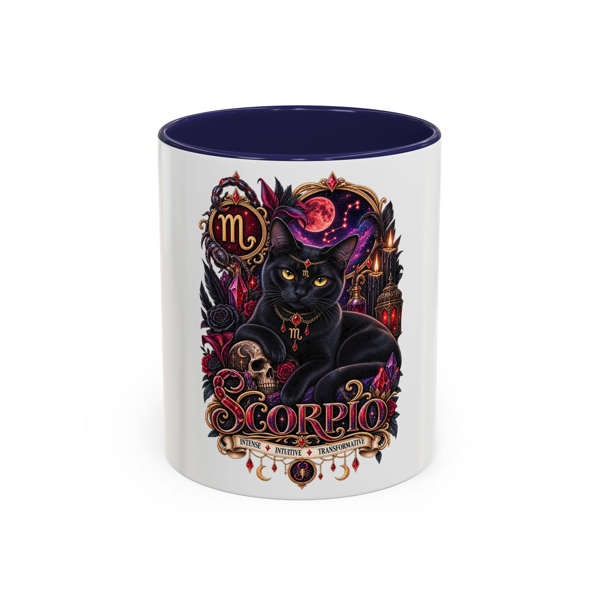 Scorpio Zodiac Black Cat Accent Coffee Mug – Astrology Gift (11oz & 15oz)