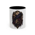 Gothic Raven & Skull Accent Coffee Mug — Dark Floral Occult Tea Cup