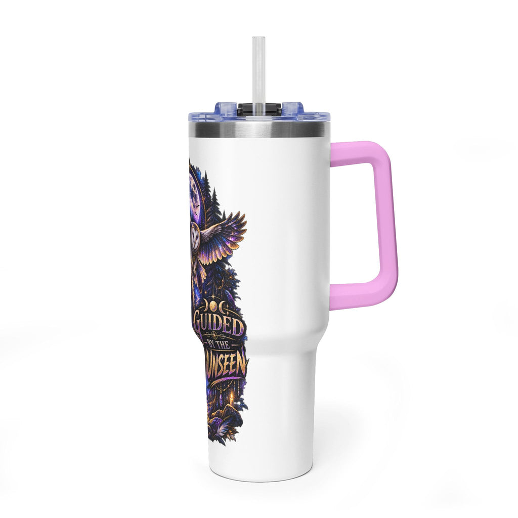 40oz Vacuum Tumbler — Wolf & Owl Spiritual Guide Stainless Travel Mug