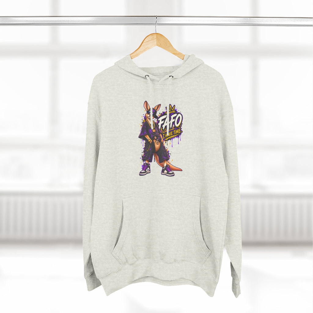 Streetstyle Kangaroo Graphic Hoodie — "FAFO" Retro Character Pullover