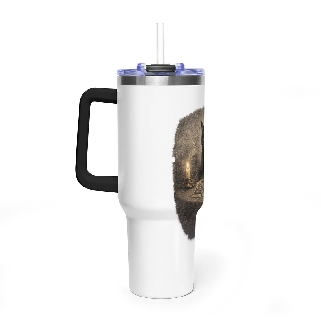 40oz Black Cat Tarot Tumbler — Witchy Tarot Coffee Travel Mug