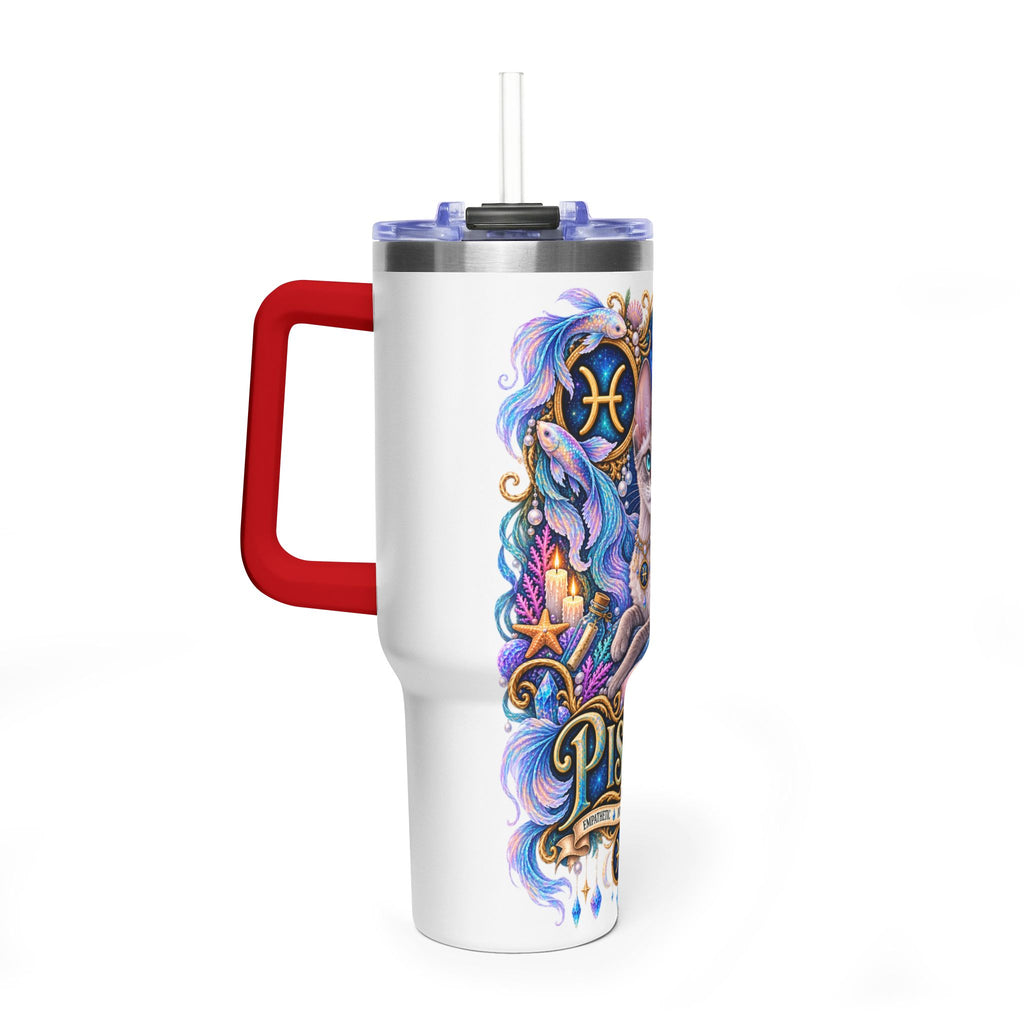 Pisces Devon Rex Cat 40oz Tumbler — Zodiac Vacuum Insulated Travel Cup