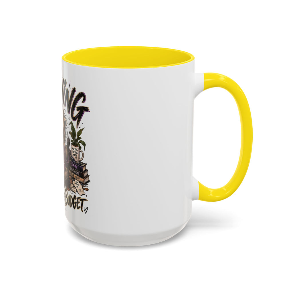 Thriving Raccoon Accent Coffee Mug — "Thriving Wasn't in the Budget" Funny Gift
