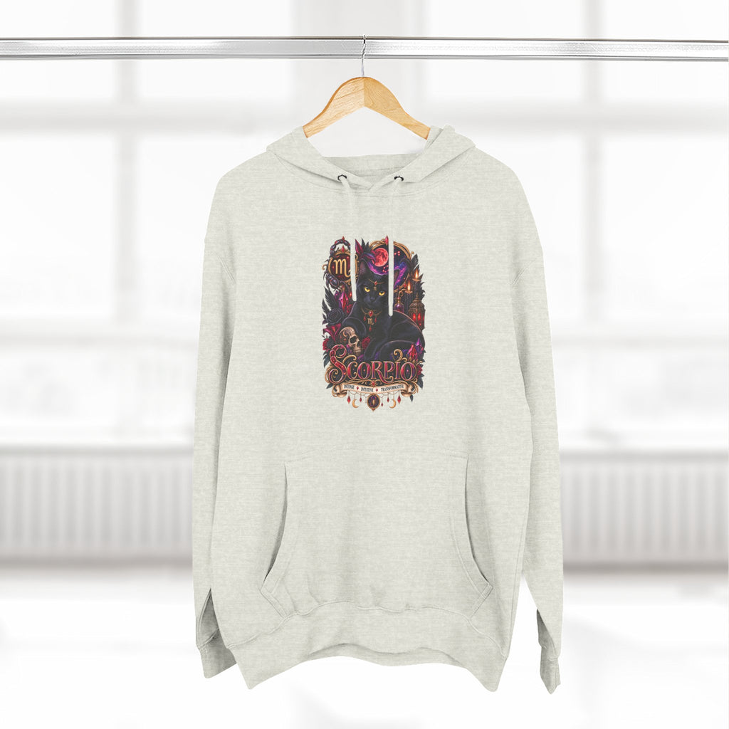 Scorpio Bombay Black Cat Floral Zodiac Hoodie — Intricate Scorpion Zodiac Sign