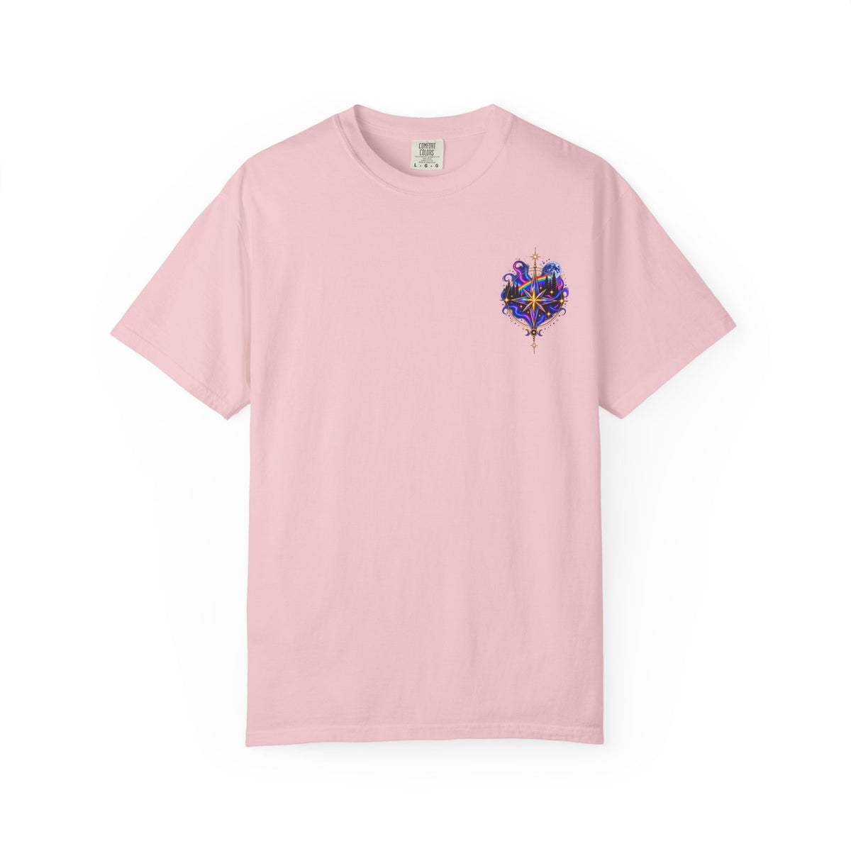 T-Shirt — "Guided by Light, Bound to Truth" Cosmic Forest Graphic