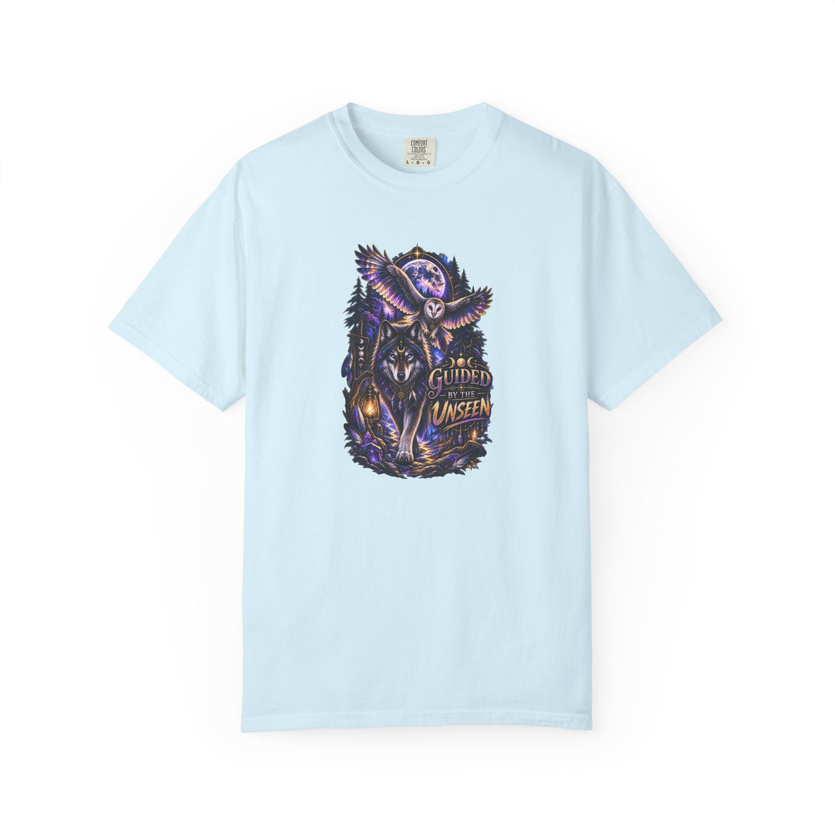 Occult Owl and Wolf Guardian Graphic T-Shirt — 'Guardian of the Unseen' Vintage Night Vibe