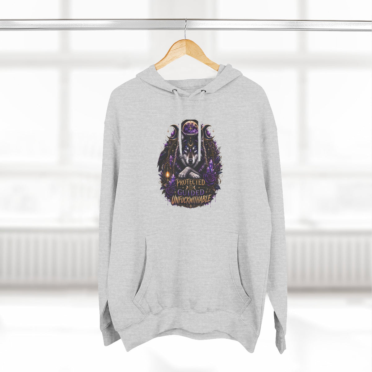 Guided, Protected Unfuckwithable Wolf Hoodie- Occult Graphic