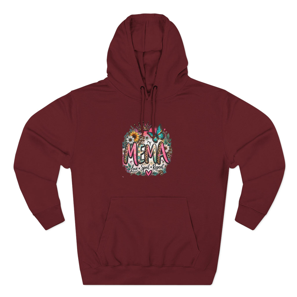 Mema Floral Hoodie — Cozy Fleece Pullover with Sunflower & Succulent Design