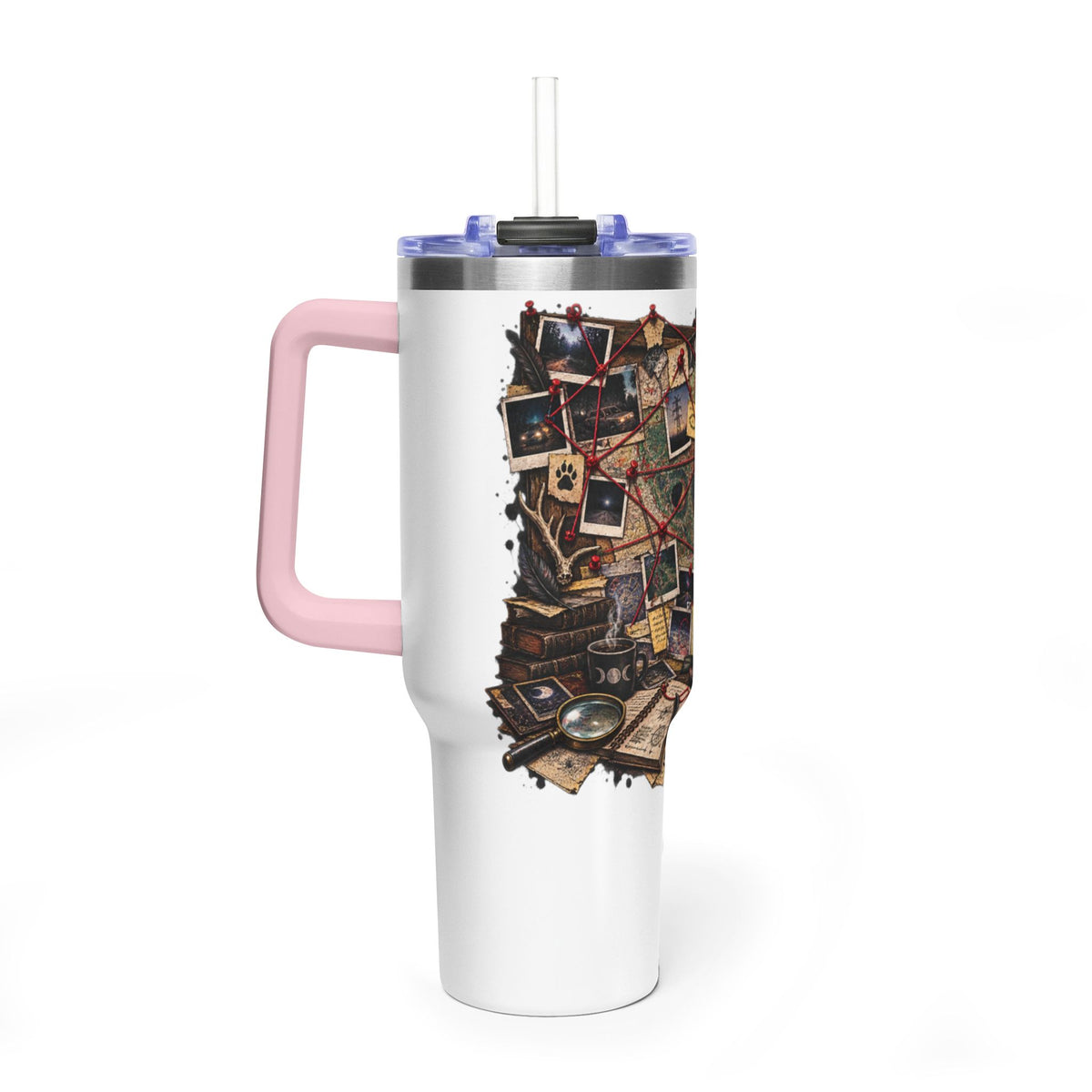 Mystery Board 40oz Vacuum Tumbler — Detective Case Files Design