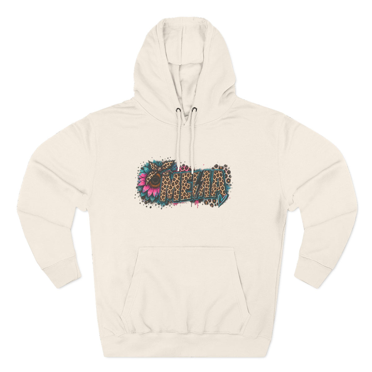 MEMA Leopard Floral Heat Hoodie — Cozy Fleece Pullover with Leopard & Flowers Design