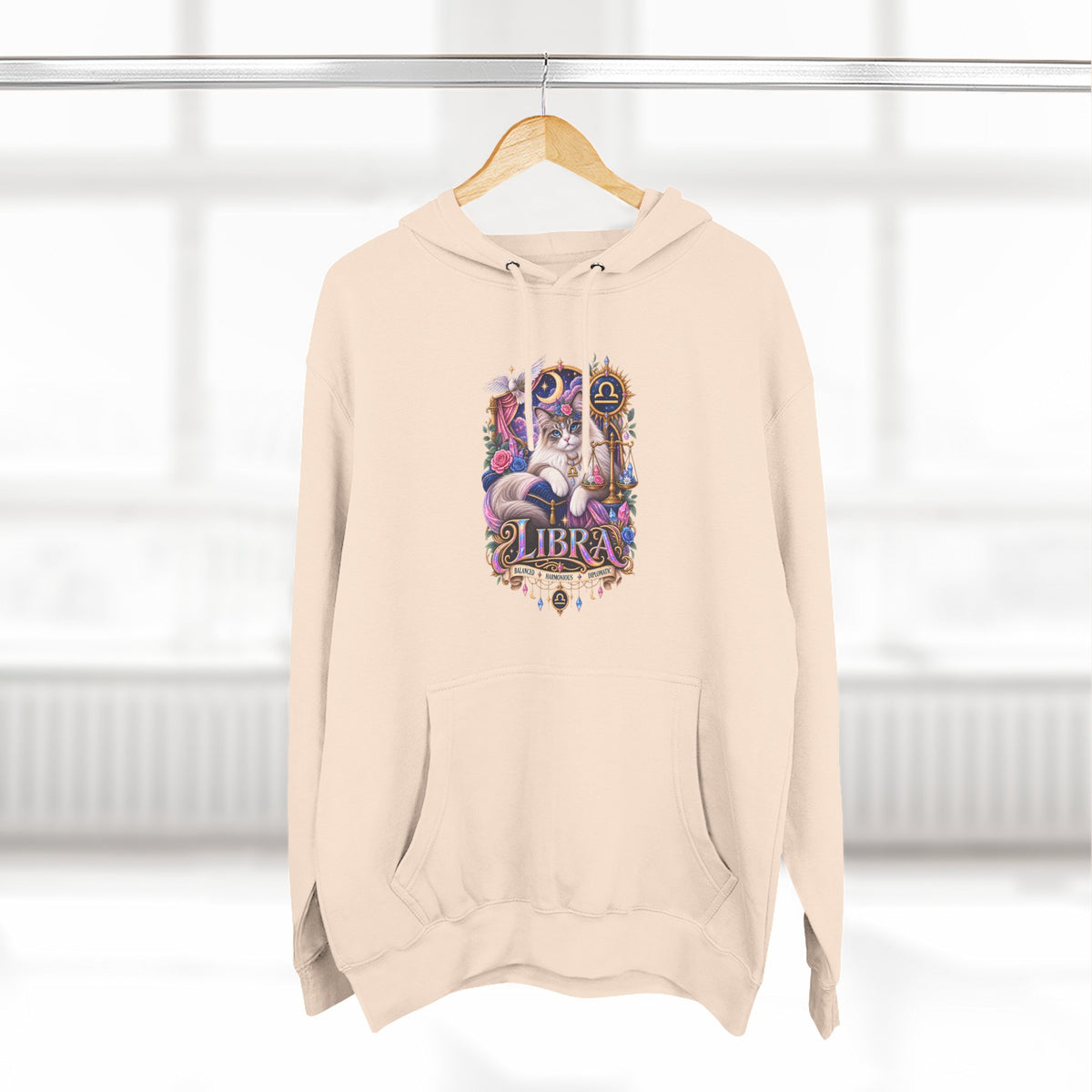 Libra Zodiac Hoodie — Persian Artistic Astrological Sign Sweatshirt