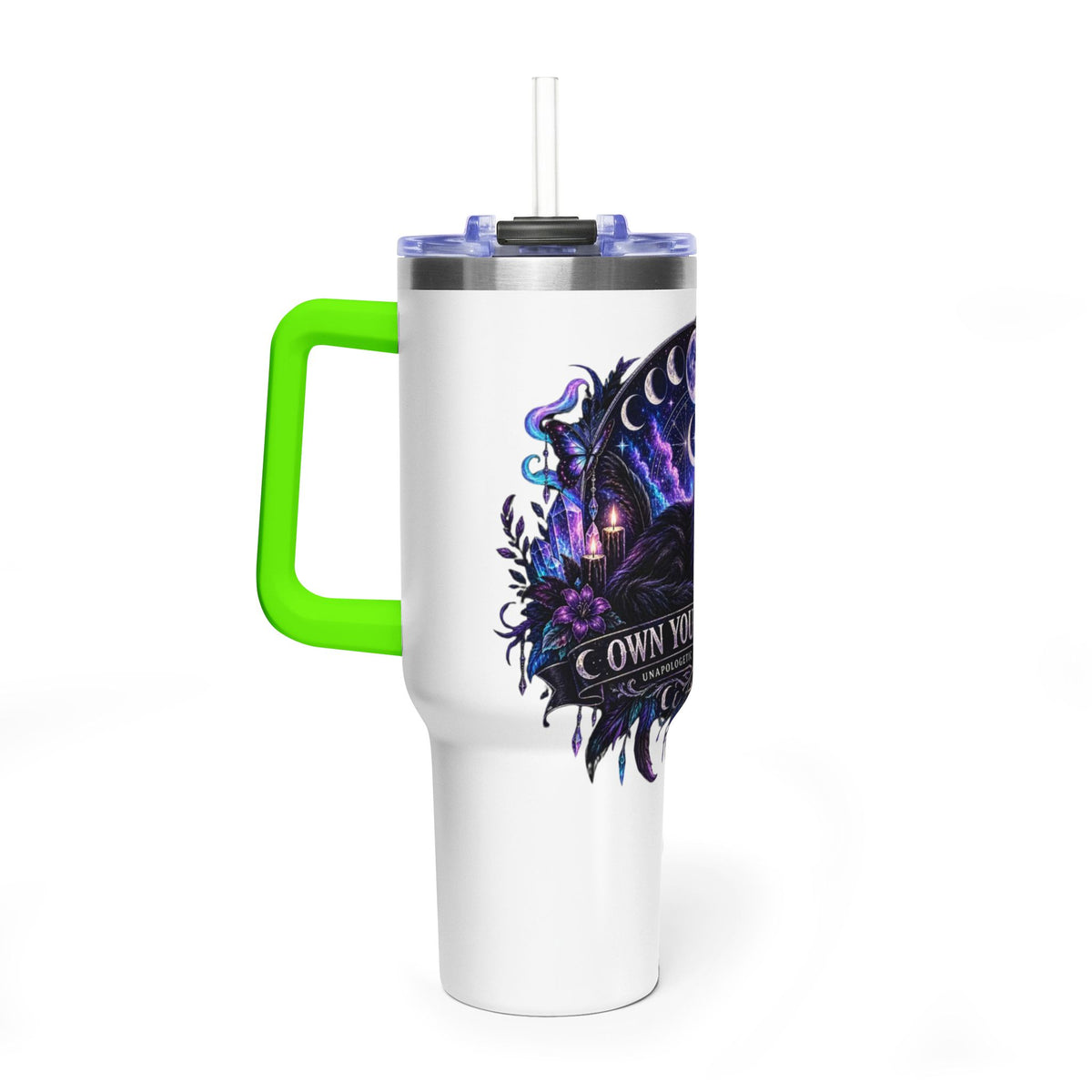 40oz Witchy Cat Thermal Tumbler – 'Own Your Energy' Insulated Travel Mug