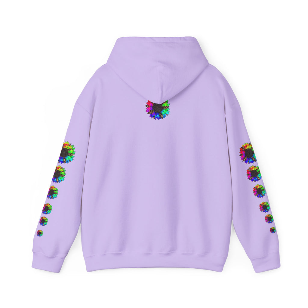 Inspirational Floral Hoodie – "Your Smile is Kind & Beautiful" Rainbow Sunflower Cozy Pullover