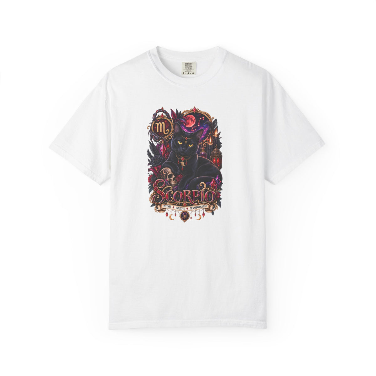 Scorpio Black Cat Zodiac T-Shirt — Dark Mystical Scorpio Graphic Tee