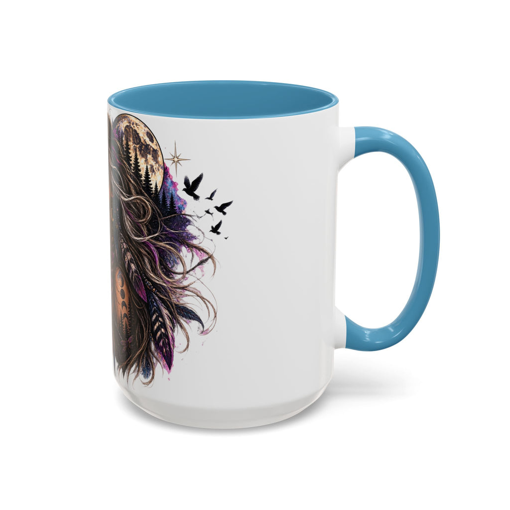 Feral Not Fragile Accent Coffee Mug — Wolf Goddess 11oz/15oz