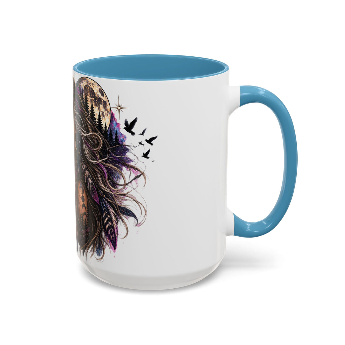 Feral Not Fragile Accent Coffee Mug — Wolf Goddess 11oz/15oz