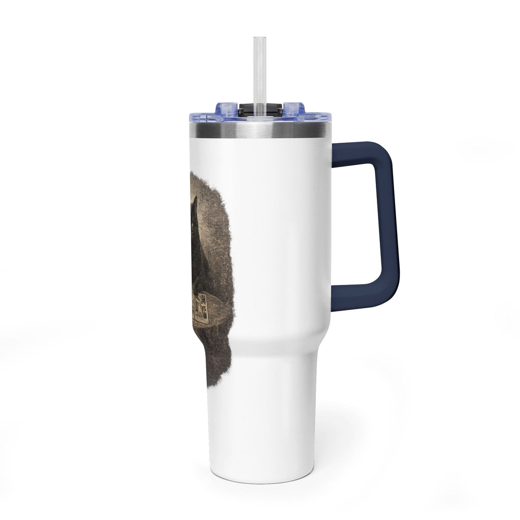 40oz Black Cat Tarot Tumbler — Witchy Tarot Coffee Travel Mug